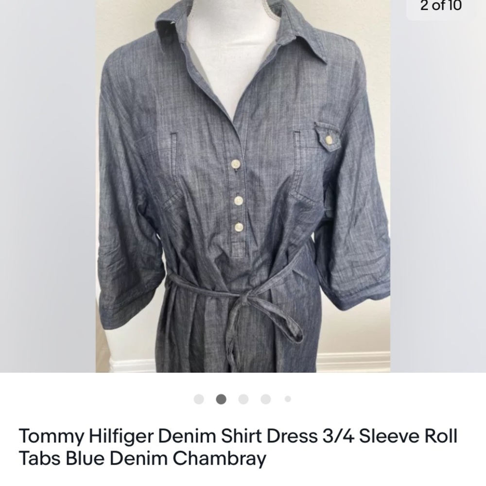 Tommy Hilfiger denim shirt dress three-quarter sleeves.